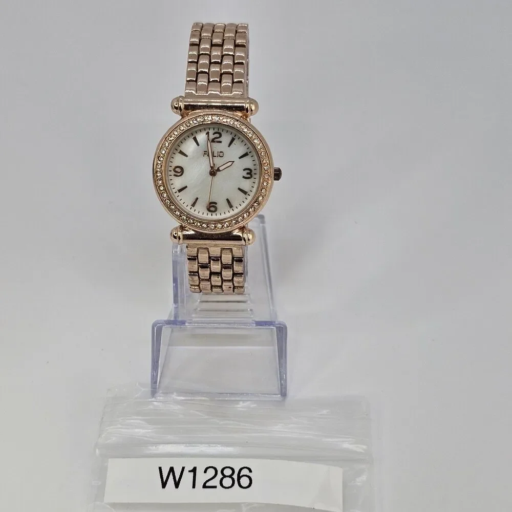 Folio Women's Watch 33MM White Dial Gold Bracelet Band ‎ 7